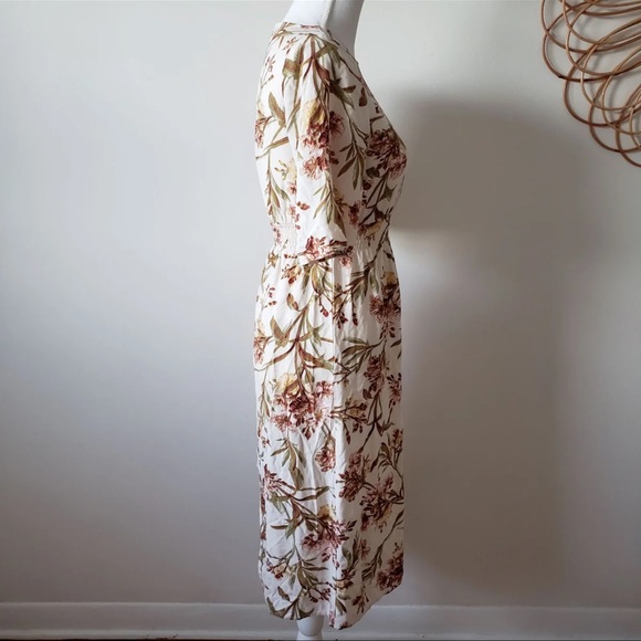 H&M Zara Mango Midi Floral Dress Summer Short 3/4 Sleeve - Picture 11 of 12